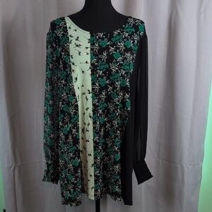Alfani Black and Green Floral Tunic
